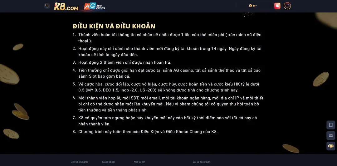 Tìm hiểu chi tiết các khuyến mãi chào mừng K8 để tham gia